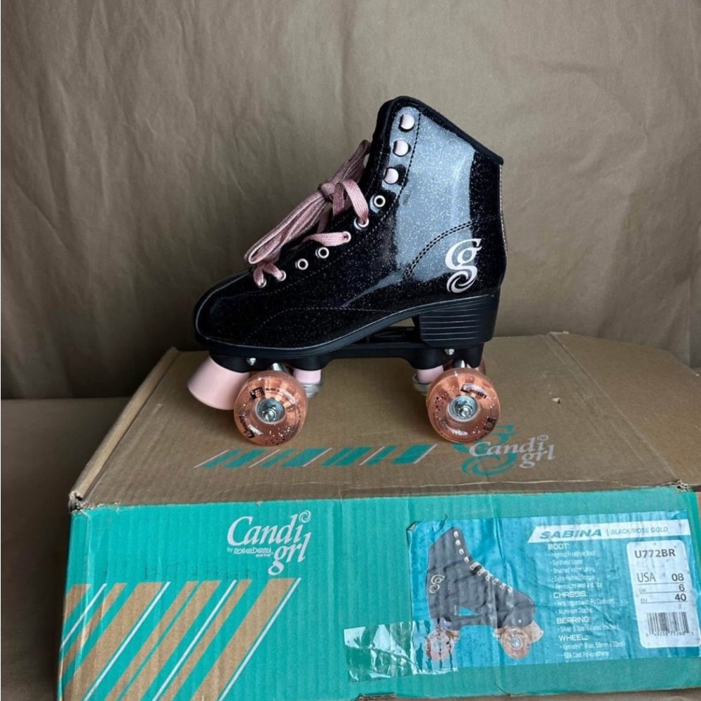 Black and Pink Kids Roller Skates